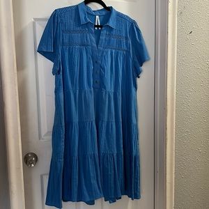 Blue Anthropology summer dress with pockets, XL size